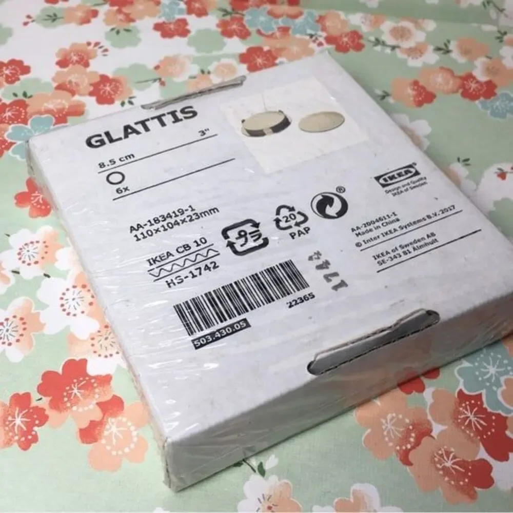 IKEA Glattis 4 piece Gold Metal Coasters with Holder 8.5 cm